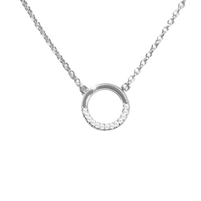 Half Crystal Circle Necklace
