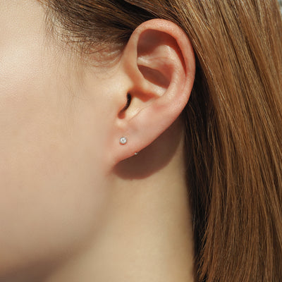 Crystal Bezel Huggie Earrings
