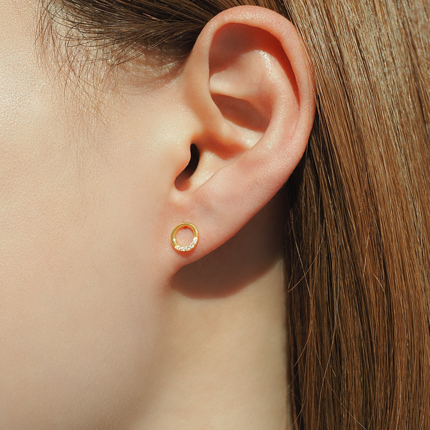 Half Crystal Circle Earrings