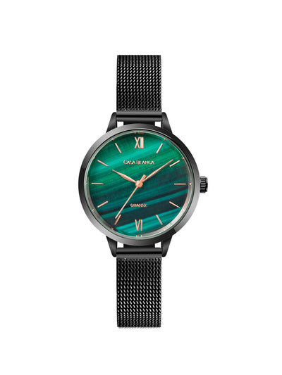 Classic Peacock Green Black Strap Watch