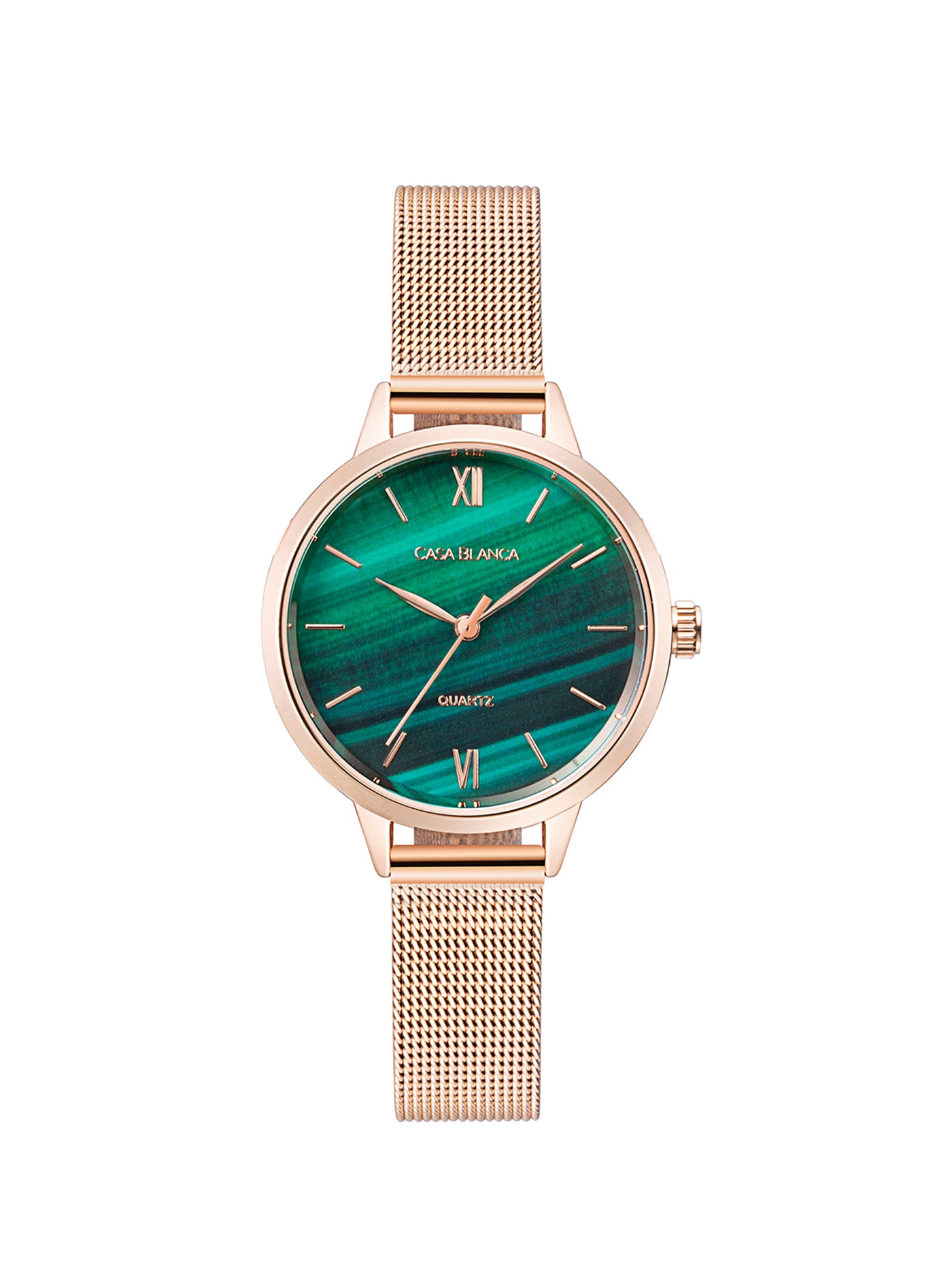 Classic Peacock Green Rose Gold Watch
