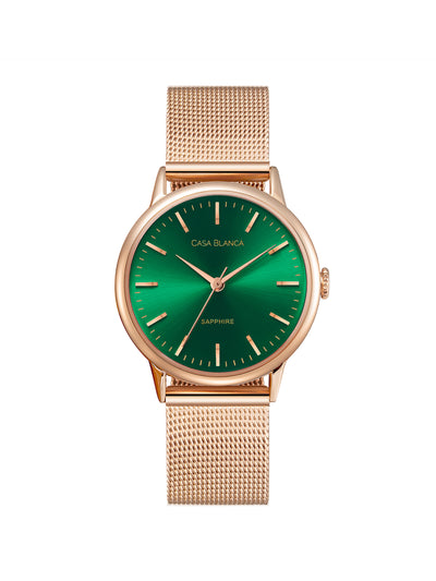 Emerald Rose Gold Watch | Rose Gold Mesh Strap