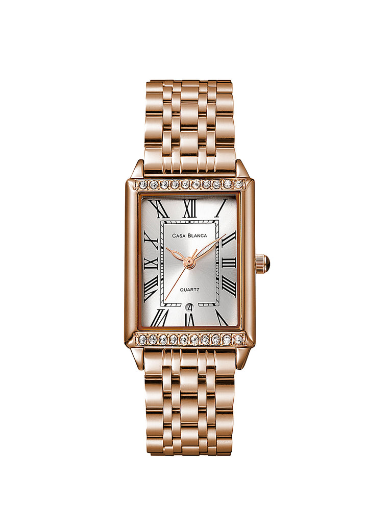 Rose gold watch hot sale with white face